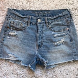 American Eagle High Rise Distressed Raw He…